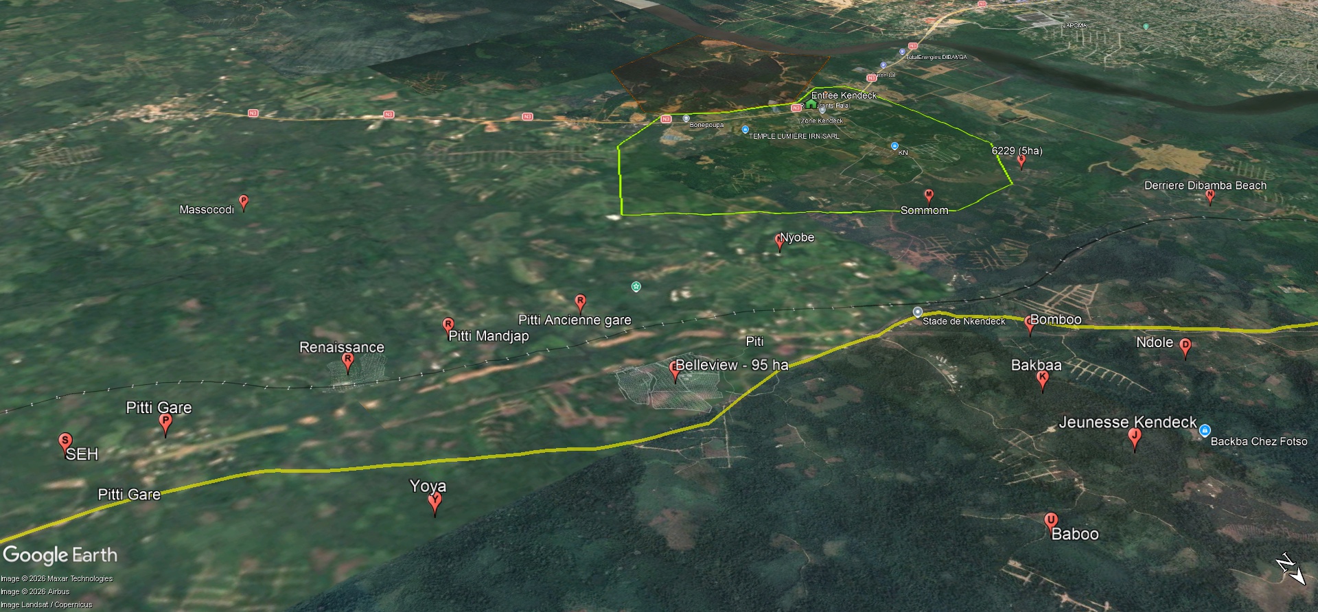 Vue des sites Berkailand dans la région de Douala